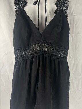 Love Tree Black Lace-Trim Romper new w/ Tags